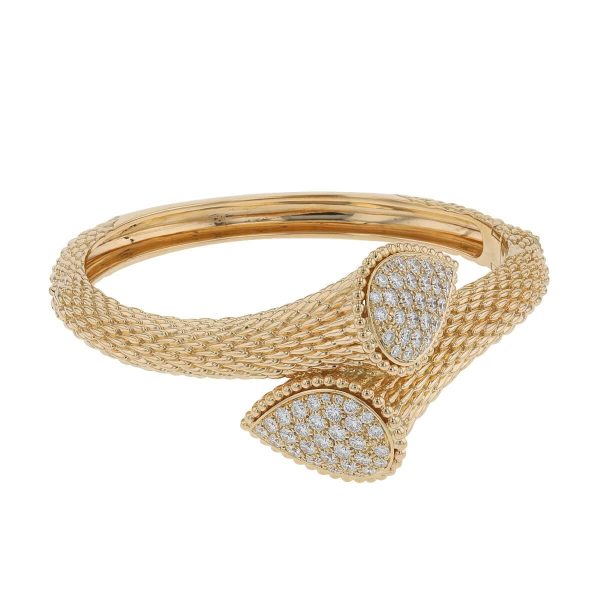 18K Solid Gold Boucheron Serpent Boheme Diamond Bangle Vintage Replica