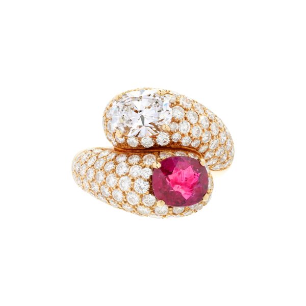 Custom bespoke Cartier diamond and ruby ring