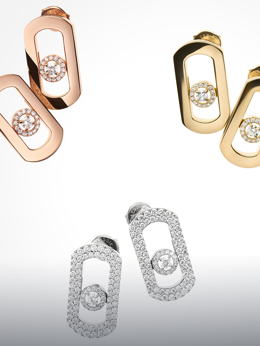 Alllovey 18K solid gold custom messika move earrings diamonds knock off