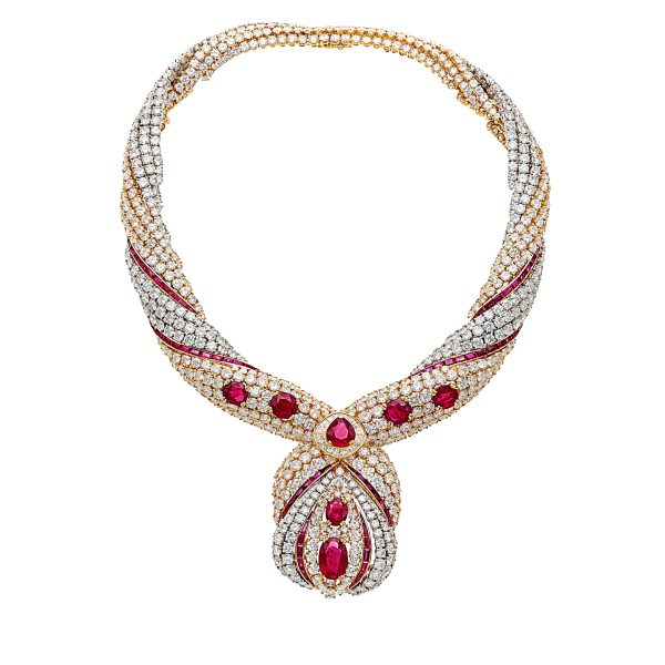 Marboussin bespoke luxury diamond and ruby necklace