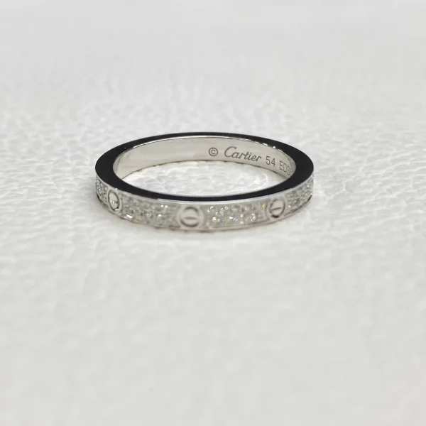 18K White Gold Cartier LOVE Ring Mini Model Paved with Diamonds Ref. B4218200