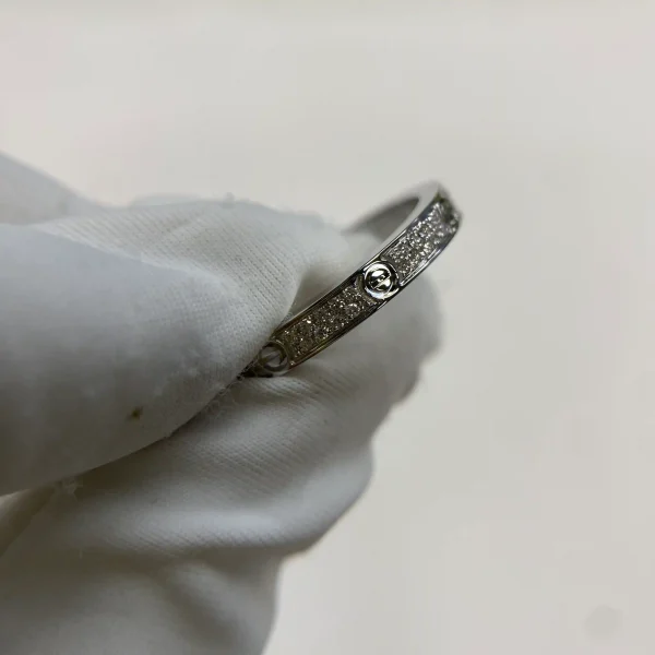 18K White Gold Cartier LOVE Ring Mini Model Paved with Diamonds Ref. B4218200