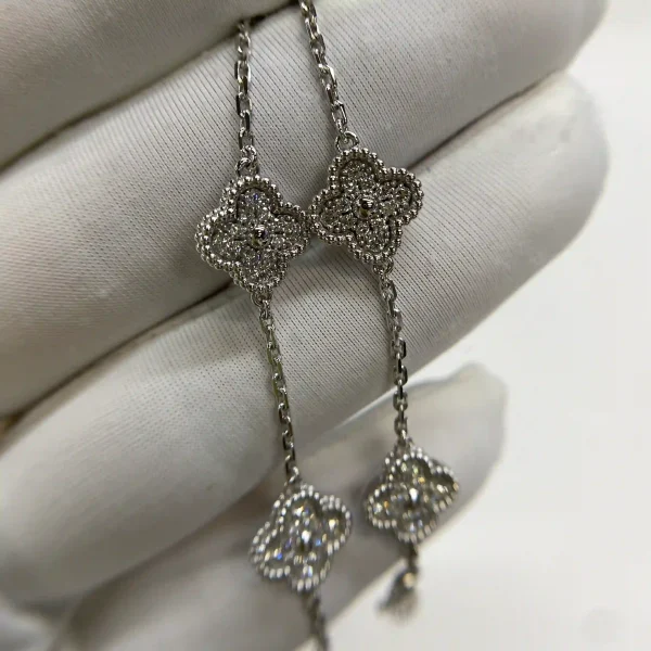 18K White Gold Van Cleef Arpels Sweet Alhambra bracelet 6 motifs Pave Diamonds VCARO85700