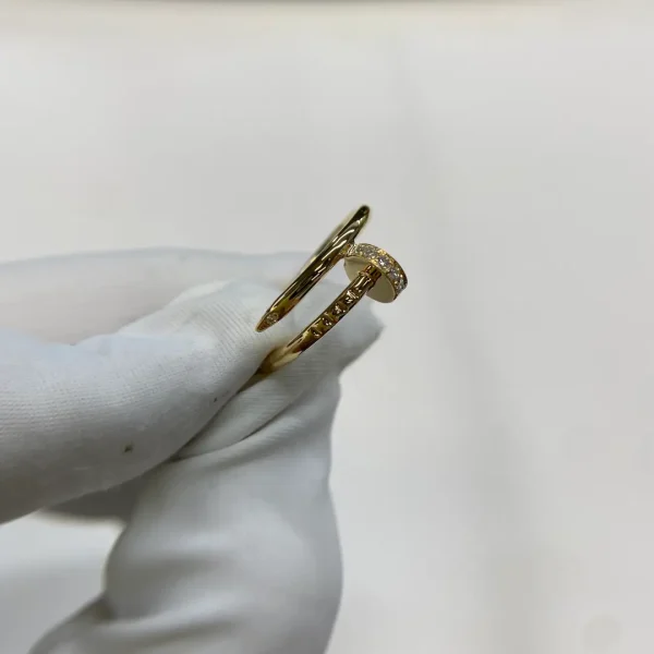 18K Yellow Gold Cartier Just un Clou Ring Tip Diamonds Small Model B4244952