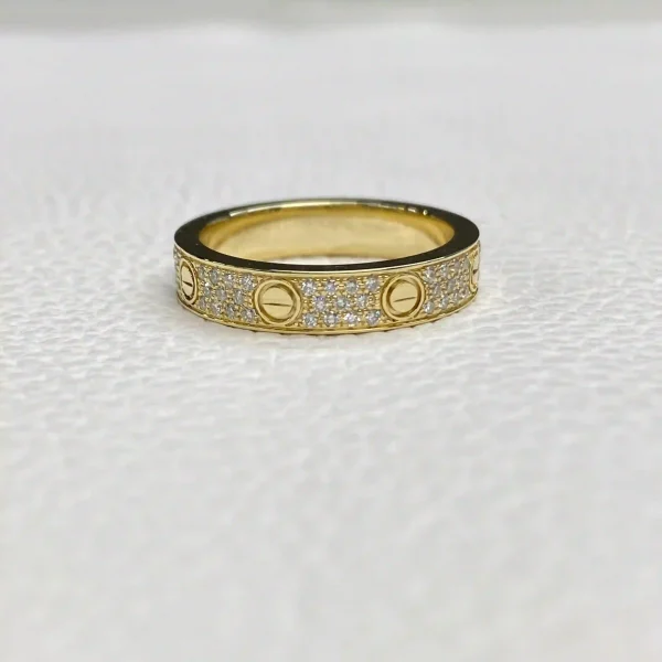 18K Yellow Gold Cartier LOVE Ring Small Model Paved Ref. B4083352