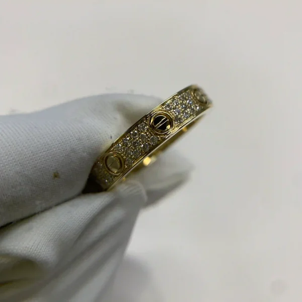18K Yellow Gold Cartier LOVE Ring Small Model Paved Ref. B4083352