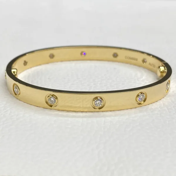 18K Yellow Gold Cartier Love Bracelet Classic Model 10 Diamonds B6070317