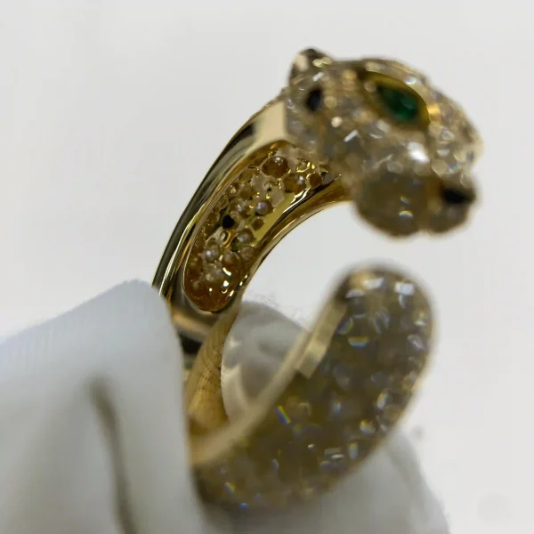 18K Yellow Gold Cartier Panthère de Cartier Ring Medium Model Half-paved Ref. N4767700