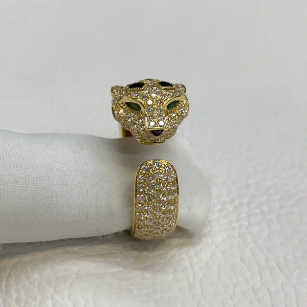 18K Yellow Gold Cartier Panthère de Cartier Ring Medium Model Half-paved Ref. N4767700