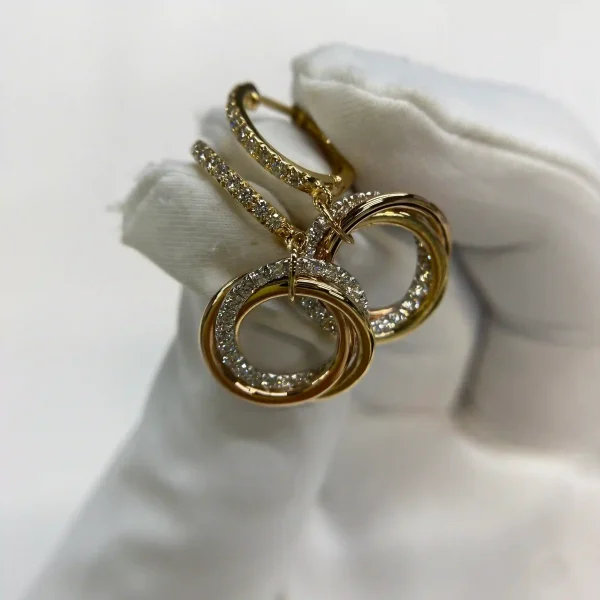 18K Yellow Gold Cartier Trinity earrings half-paved Ref. B8301465