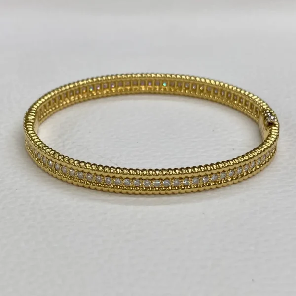 18K Yellow Gold Van Cleef Arpels Perlée diamonds bracelet 1 row VCARP27B00