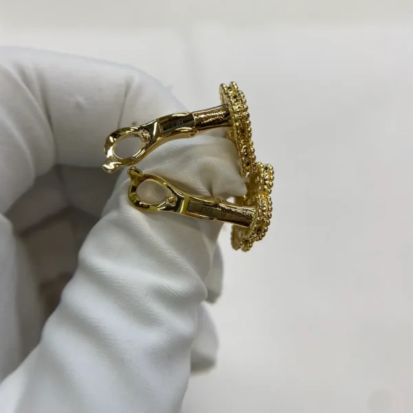 18K Yellow Gold Van Cleef Arpels Vintage Alhambra Earrings Pave Diamonds VCARA44700