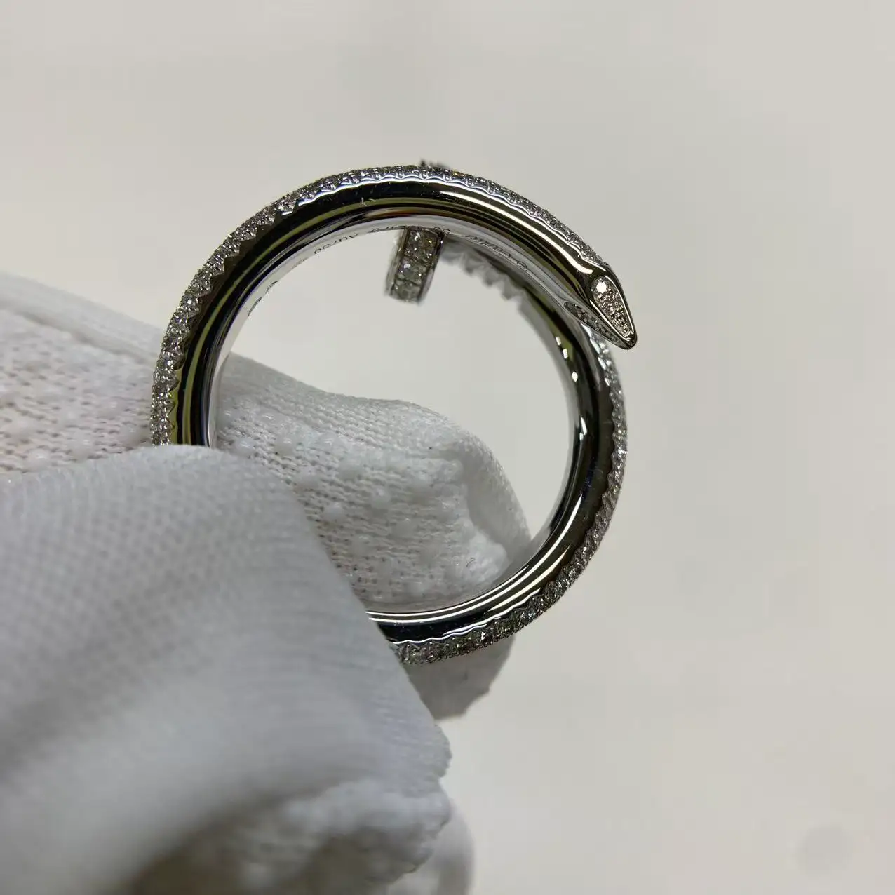18K White Gold Cartier Juste un Clou Ring Classic Model Paved Ref. N4748752 (1) 18K White Gold Cartier Juste un Clou Ring Classic Model Paved Ref. N4748752