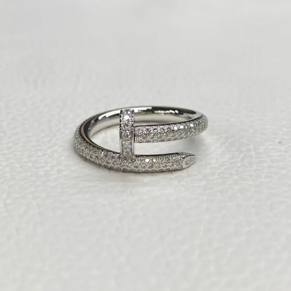 18K White Gold Cartier Juste un Clou Ring Classic Model Paved Ref. N4748752