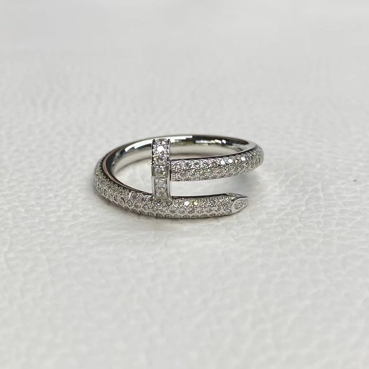 18K White Gold Cartier Juste un Clou Ring Classic Model Paved Ref. N4748752 (2) 18K White Gold Cartier Juste un Clou Ring Classic Model Paved Ref. N4748752