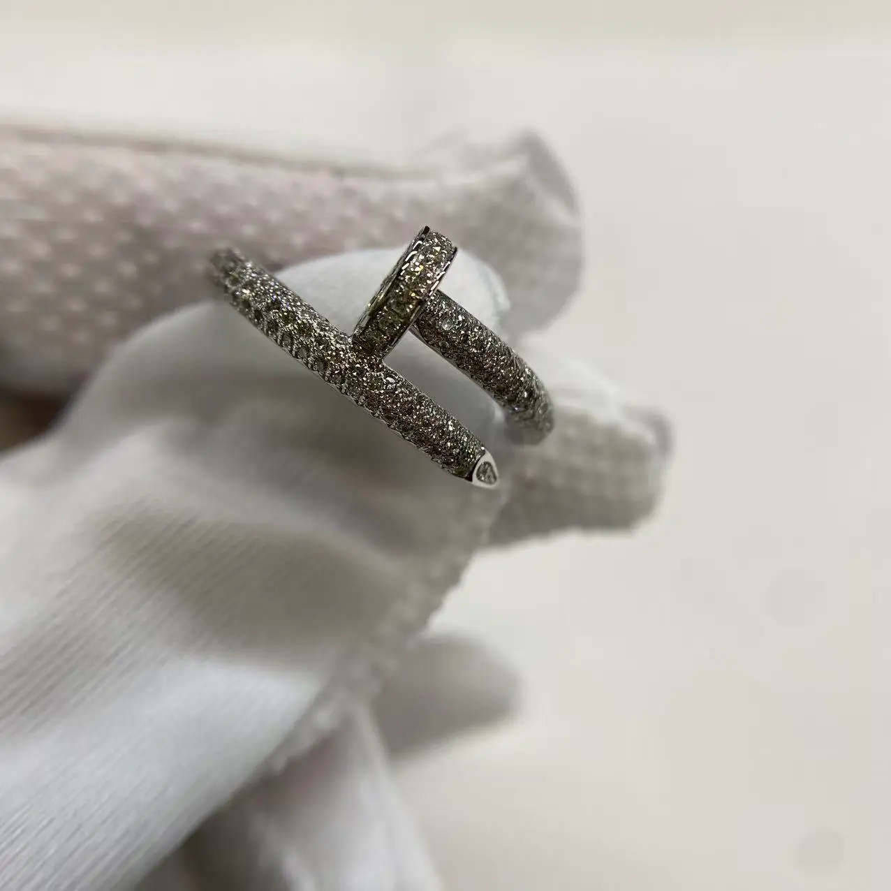 18K White Gold Cartier Juste un Clou Ring Classic Model Paved Ref. N4748752 (3) 18K White Gold Cartier Juste un Clou Ring Classic Model Paved Ref. N4748752