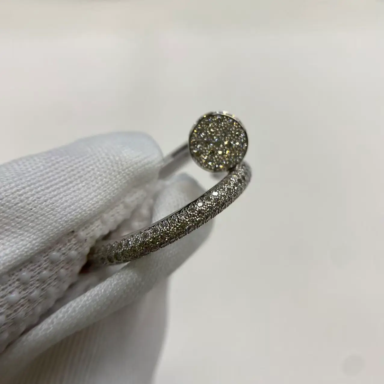 18K White Gold Cartier Juste un Clou Ring Classic Model Paved Ref. N4748752 (4) 18K White Gold Cartier Juste un Clou Ring Classic Model Paved Ref. N4748752