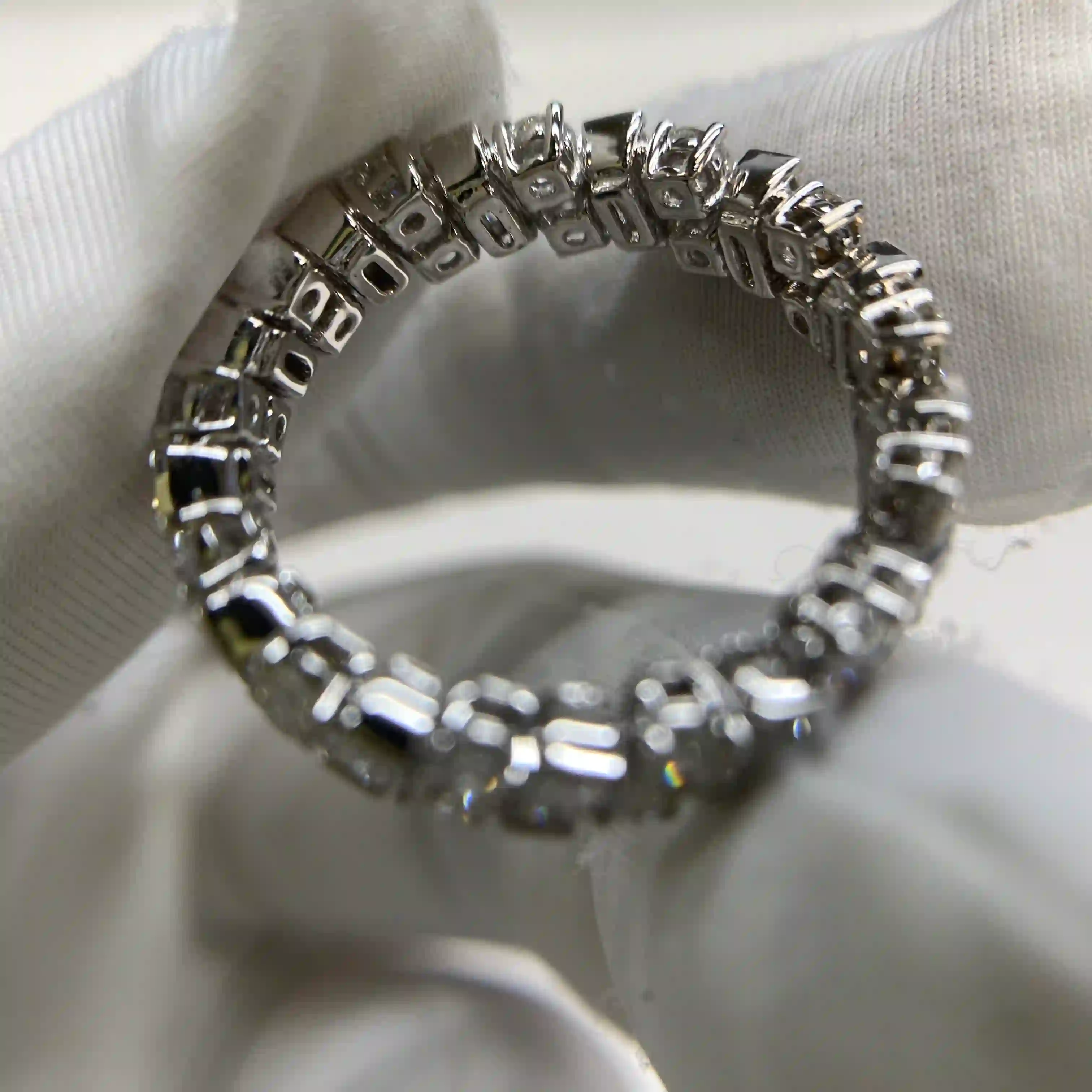 18K White Gold Cartier Luxury Baguette Round Diamond Eternity Ring (1) 18K White Gold Cartier Luxury Baguette Round Diamond Eternity Ring (1)