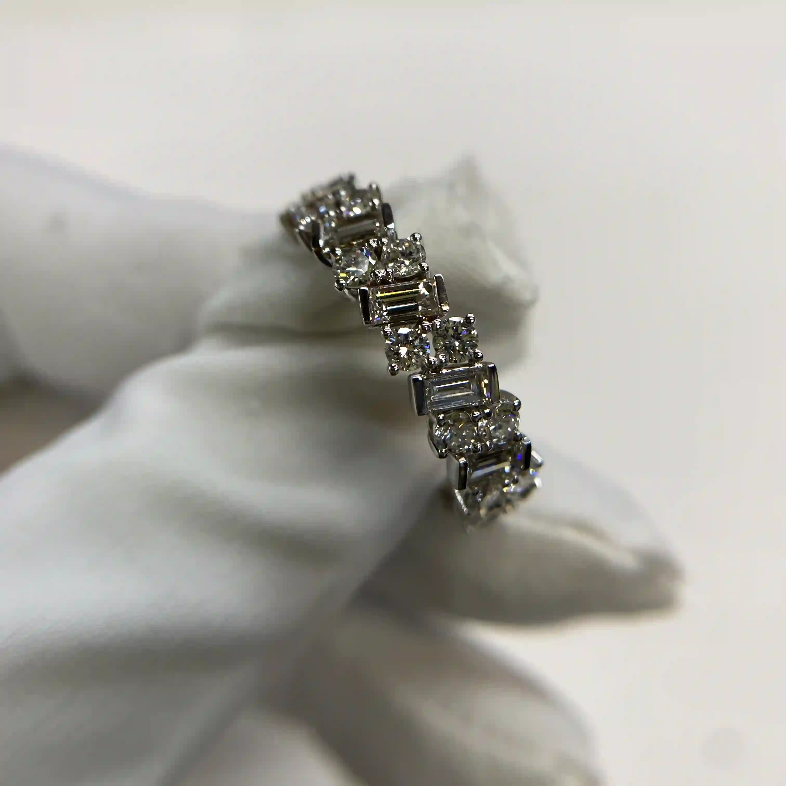 18K White Gold Cartier Luxury Baguette Round Diamond Eternity Ring (3) 18K White Gold Cartier Luxury Baguette Round Diamond Eternity Ring (1)