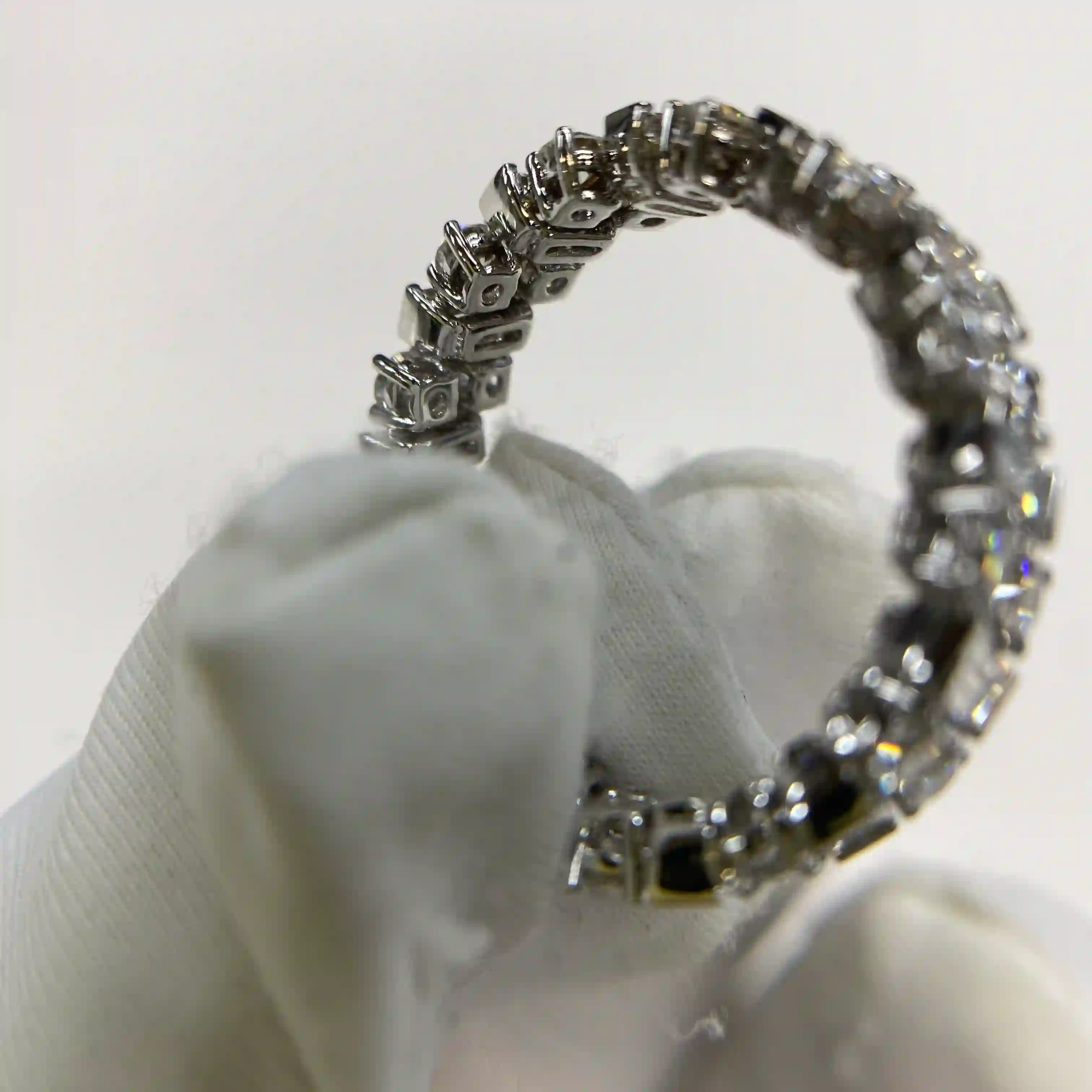 18K White Gold Cartier Luxury Baguette Round Diamond Eternity Ring (5) 18K White Gold Cartier Luxury Baguette Round Diamond Eternity Ring (1)