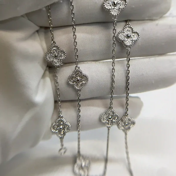 18K White Gold Van Cleef Arpels Sweet Alhambra Necklace 10 Motifs (1)