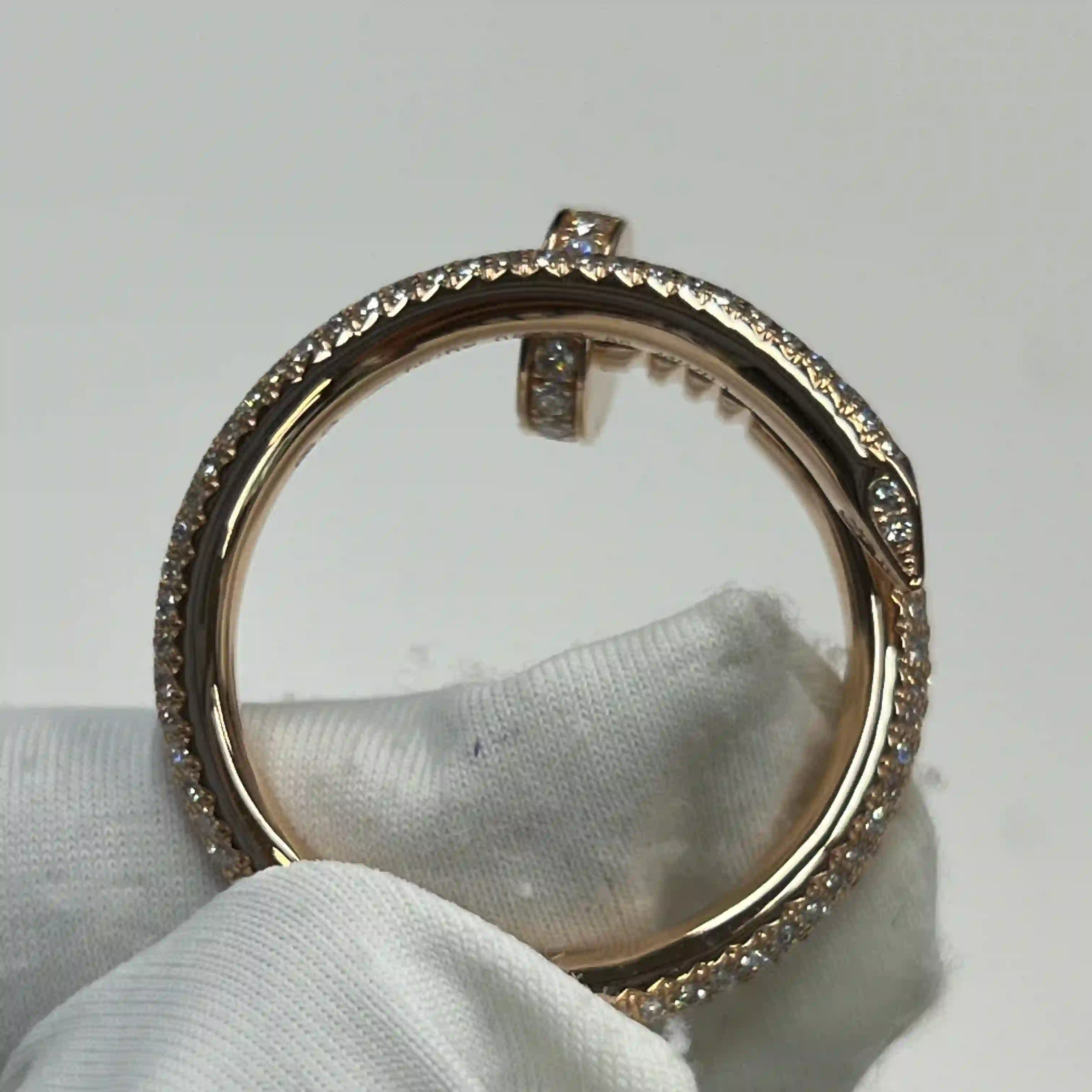 18K Rose Gold Cartier Juste un Clou Ring Classic Model Paved Ref. N4748652 (1) 18K Rose Gold Cartier Juste un Clou Ring Classic Model Paved Ref. N4748652