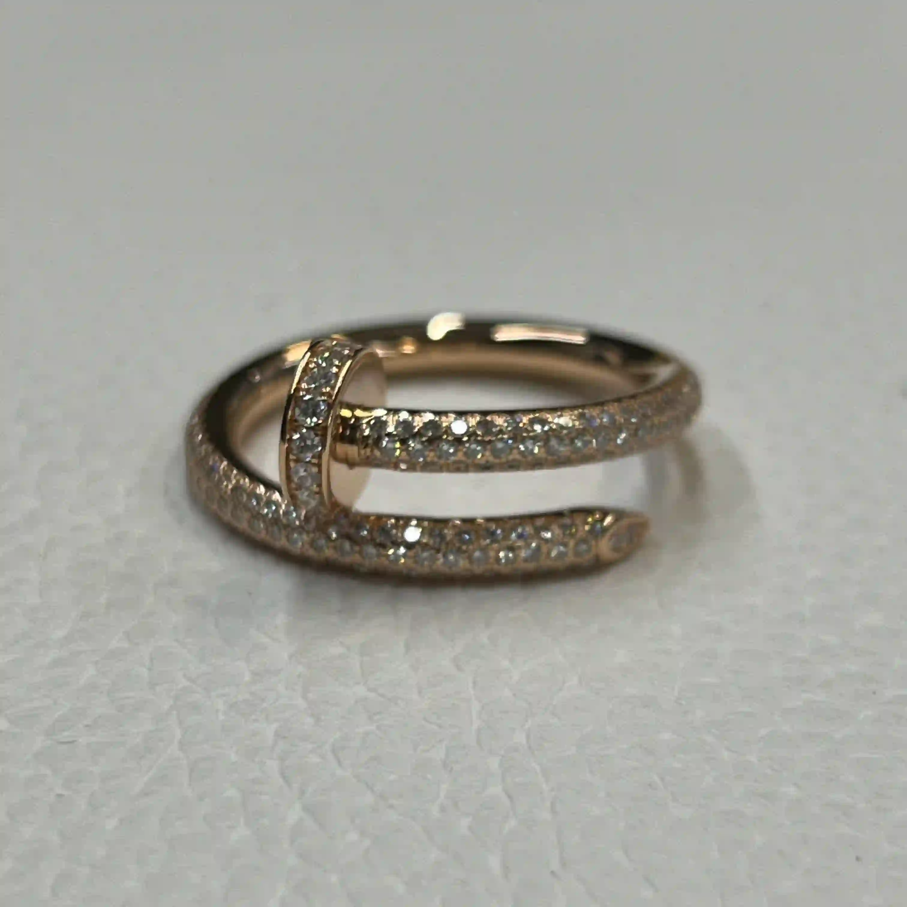 18K Rose Gold Cartier Juste un Clou Ring Classic Model Paved Ref. N4748652 (2) 18K Rose Gold Cartier Juste un Clou Ring Classic Model Paved Ref. N4748652