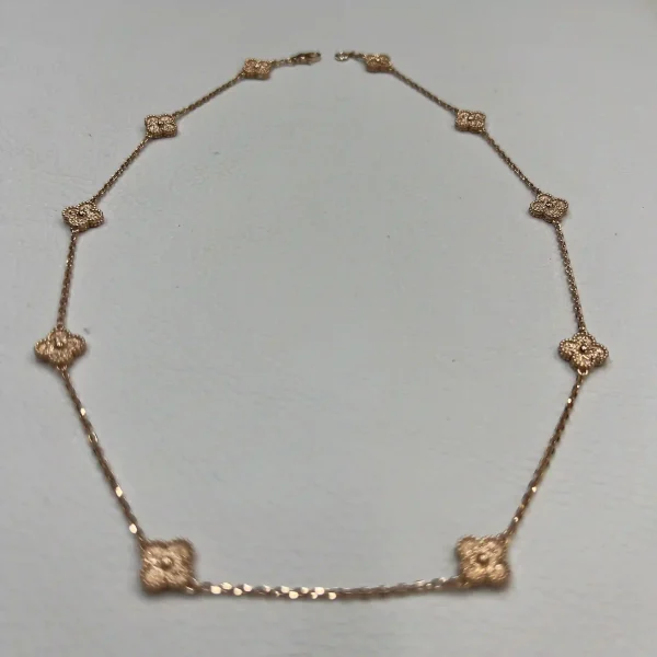 18K Rose Gold Van Cleef Arpels Sweet Alhambra Necklace 10 Motifs