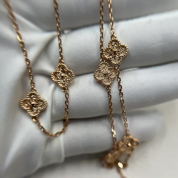 18K Rose Gold Van Cleef Arpels Sweet Alhambra Necklace 10 Motifs