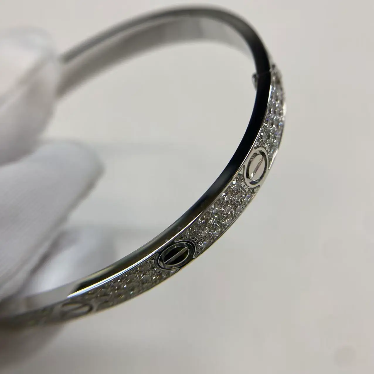 18K White Gold Cartier LOVE Bracelet Classic Model Paved Ref. N6727017 (1) 18K White Gold Cartier LOVE Bracelet Classic Model Paved Ref. N6727017