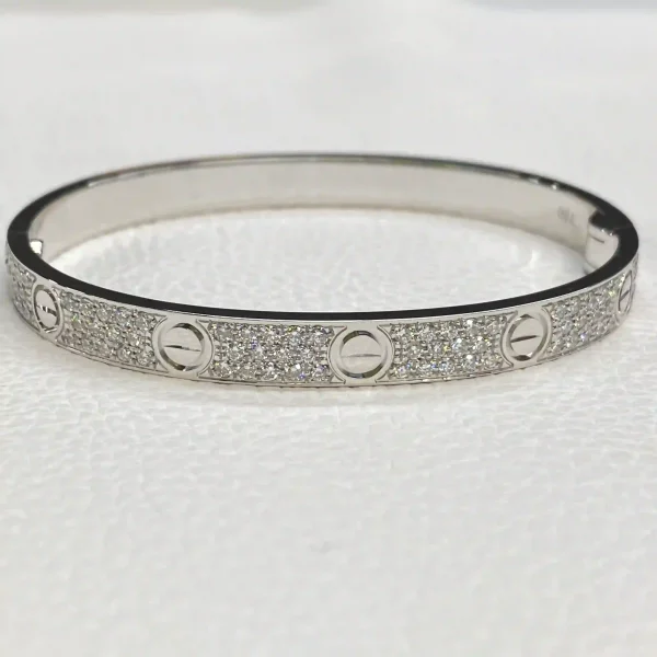 18K White Gold Cartier LOVE Bracelet Classic Model Paved Ref. N6727017