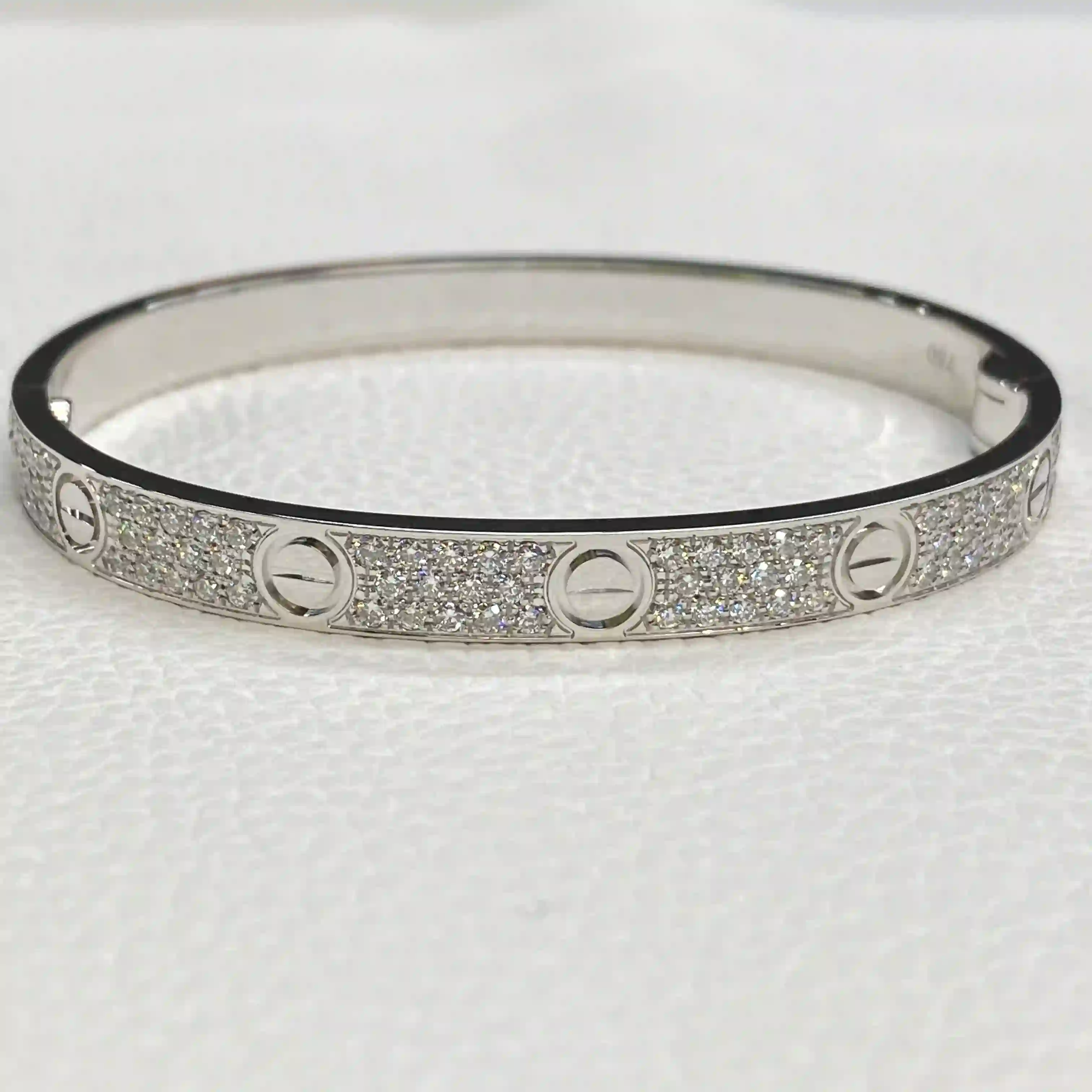 18K White Gold Cartier LOVE Bracelet Classic Model Paved Ref. N6727017 (2) 18K White Gold Cartier LOVE Bracelet Classic Model Paved Ref. N6727017
