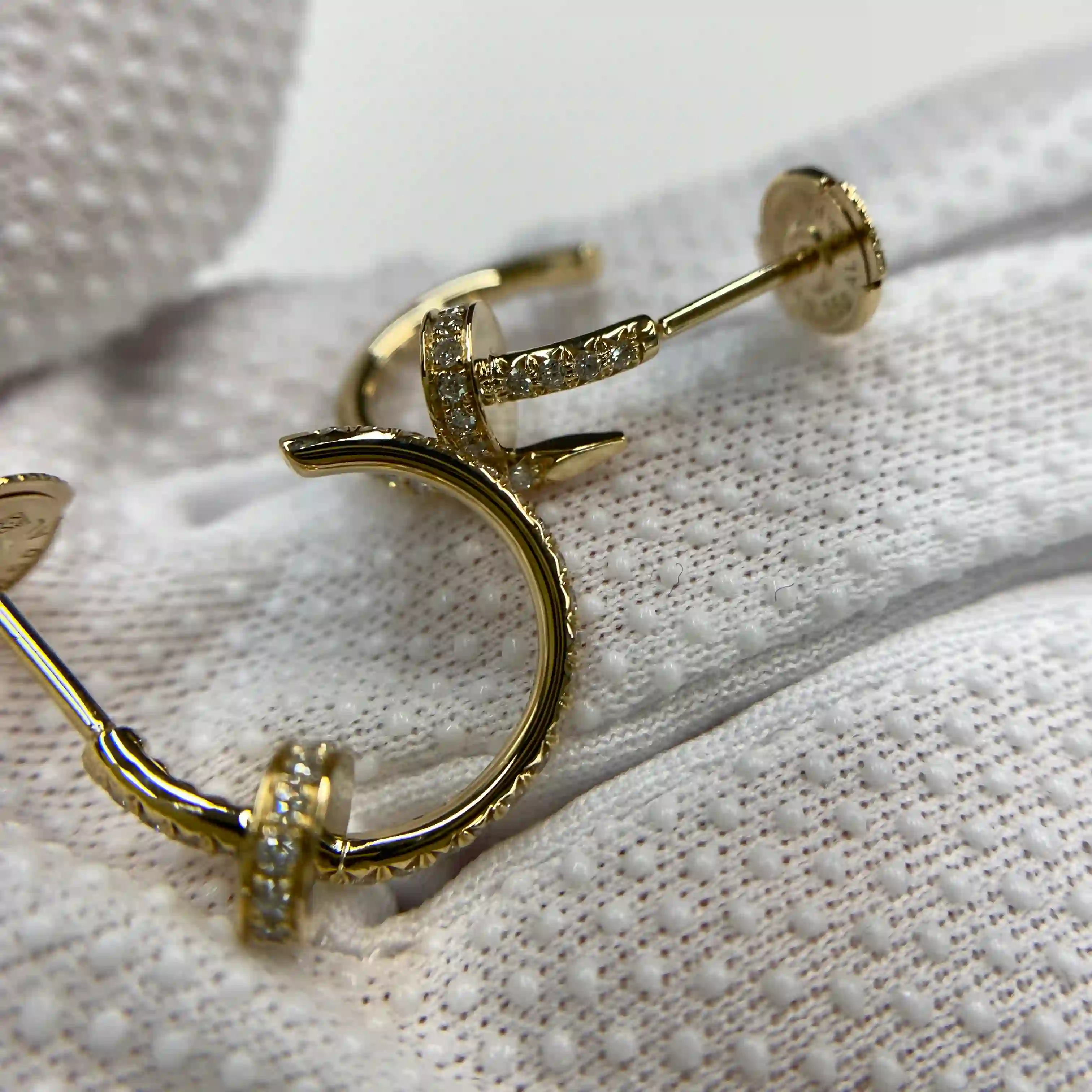 18K Yellow Gold Cartier Juste un Clou Earring Small Model Paved Ref. B8301430 (1) 18K Yellow Gold Cartier Juste un Clou Earring Small Model Paved Ref. B8301430