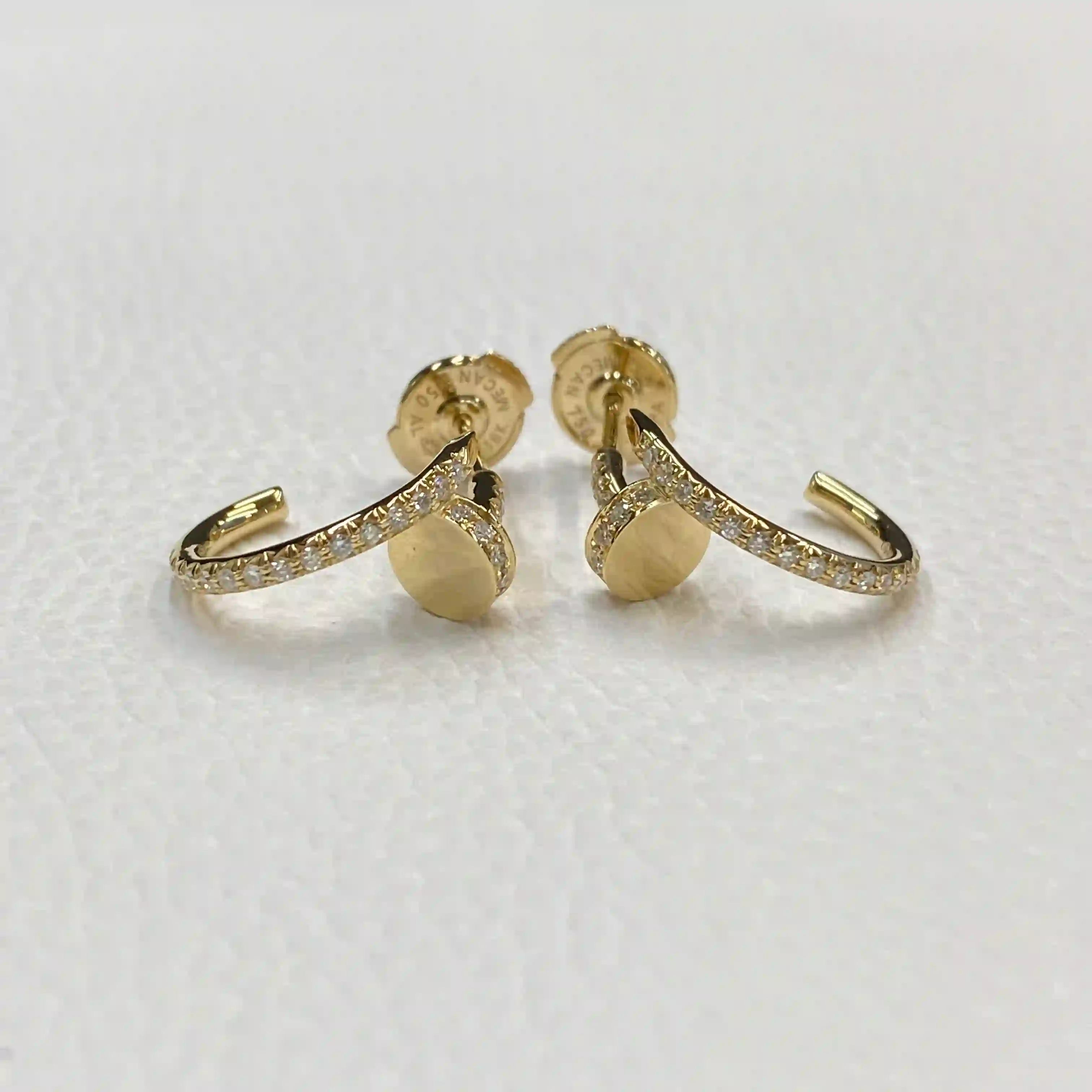 18K Yellow Gold Cartier Juste un Clou Earring Small Model Paved Ref. B8301430 (2) 18K Yellow Gold Cartier Juste un Clou Earring Small Model Paved Ref. B8301430