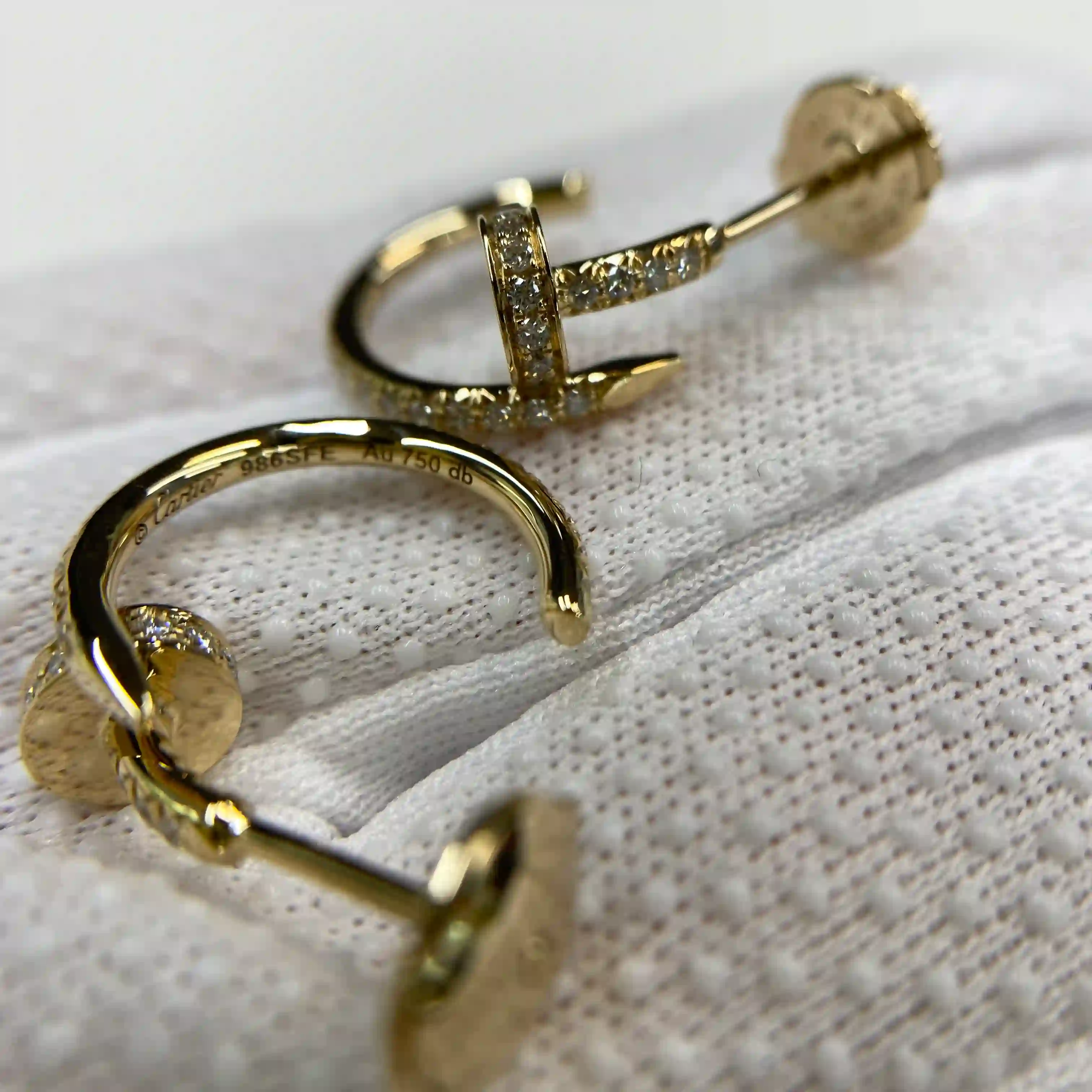 18K Yellow Gold Cartier Juste un Clou Earring Small Model Paved Ref. B8301430 (5) 18K Yellow Gold Cartier Juste un Clou Earring Small Model Paved Ref. B8301430