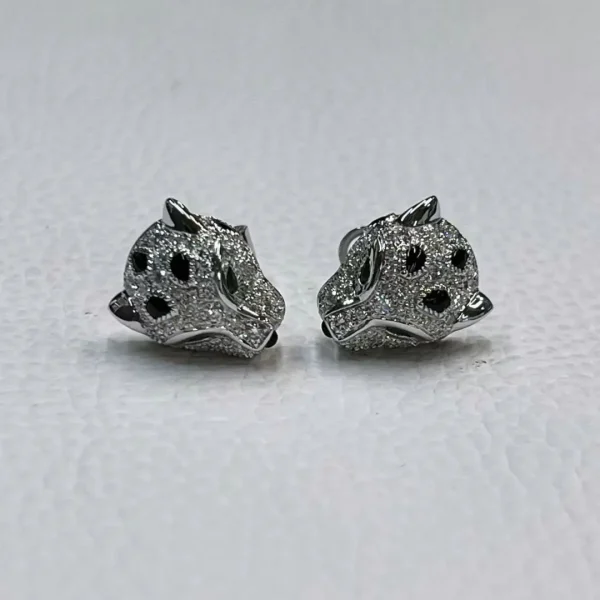 18K White Gold Panthère de Cartier Stud Earrings Paved Diamonds Ref. N8515269