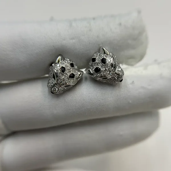 18K White Gold Panthère de Cartier Stud Earrings Paved Diamonds Ref. N8515269