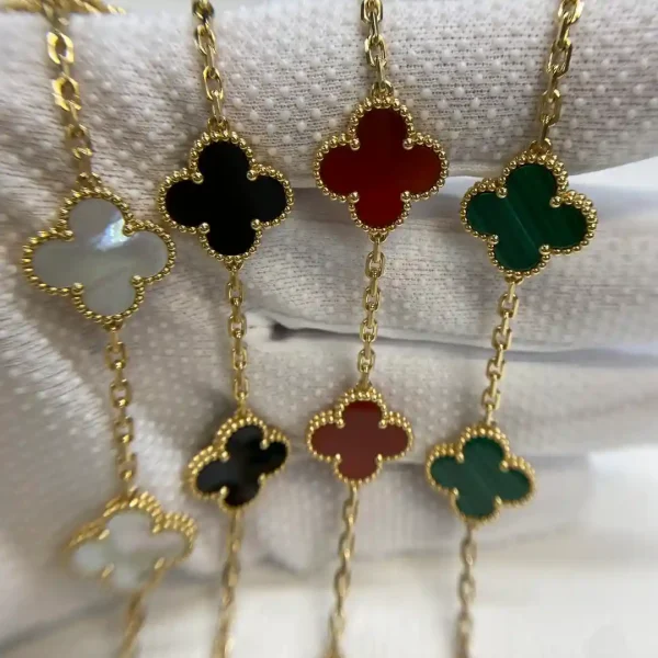 18K Yellow Gold Van Cleef Arpels Vintage Alhambra Collection 5 Motifs Bracelet