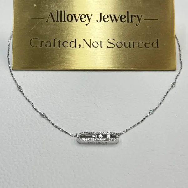 18K White Gold Messika Move Classique Pavé Necklace Small Model 04322