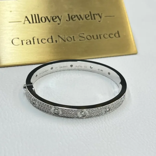 18K White Gold Cartier Love Old Version LOVE Bracelet Classic Model Paved 10 Diamonds Ref. N6727417