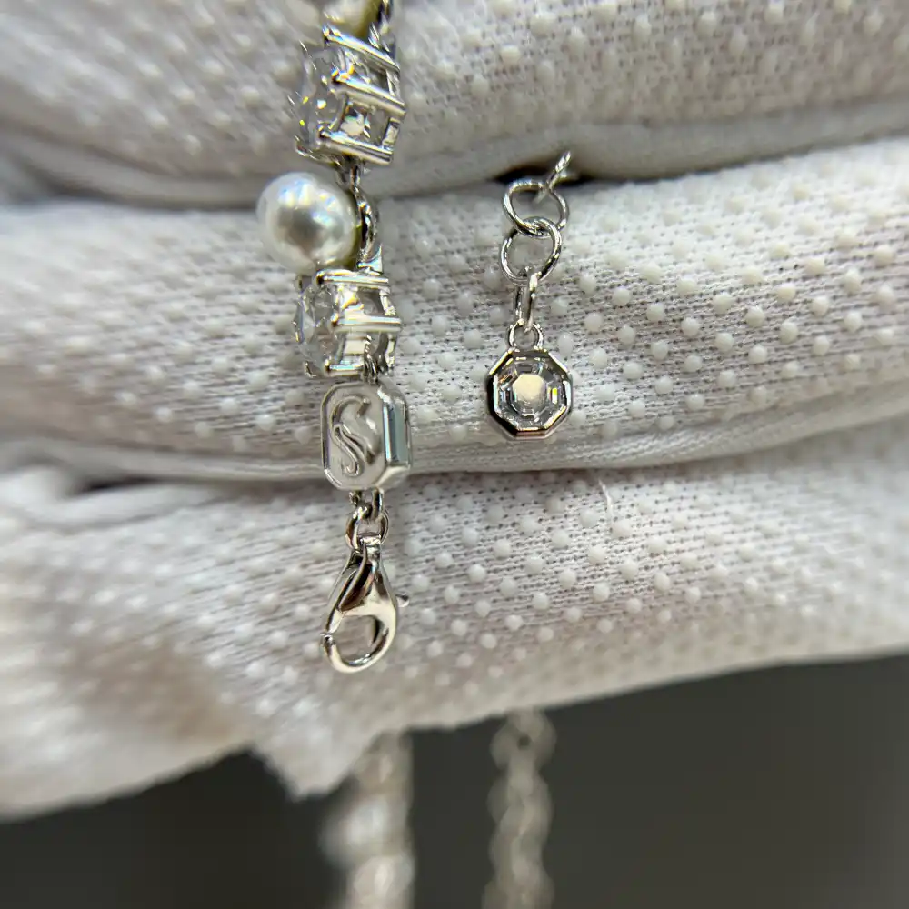 Custom 925 Sterling Silver Pearl Jewelry Set with Cubic Zirconia Bracelet Necklace Stud Earrings (1) Custom 925 Sterling Silver Pearl Jewelry Set with Cubic Zirconia Bracelet Necklace Stud Earrings